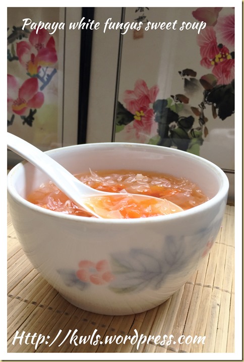 Snow Fungus Papaya Sweet Soup (木瓜银耳炖冰糖）